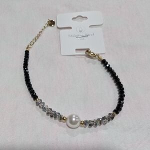 Elegant Black and Silver Beaded Bracelet